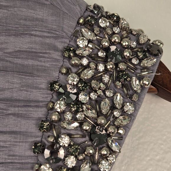 NWT Eliza J Embellished Taffeta Sheath Dress Silver Gray Size 2 Prom Party Grey - Picture 4 of 15